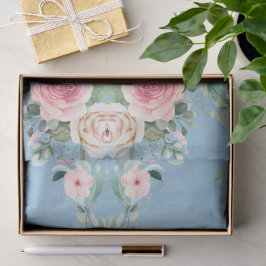Papel De Seda Hermosas Flores En Azul