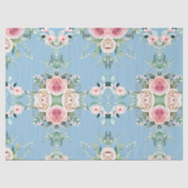 Papel De Seda Hermosas Flores En Azul