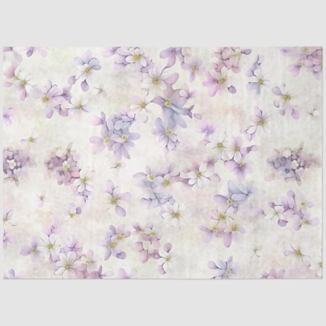 Papel De Seda Hermosas flores moradas (Anverso)