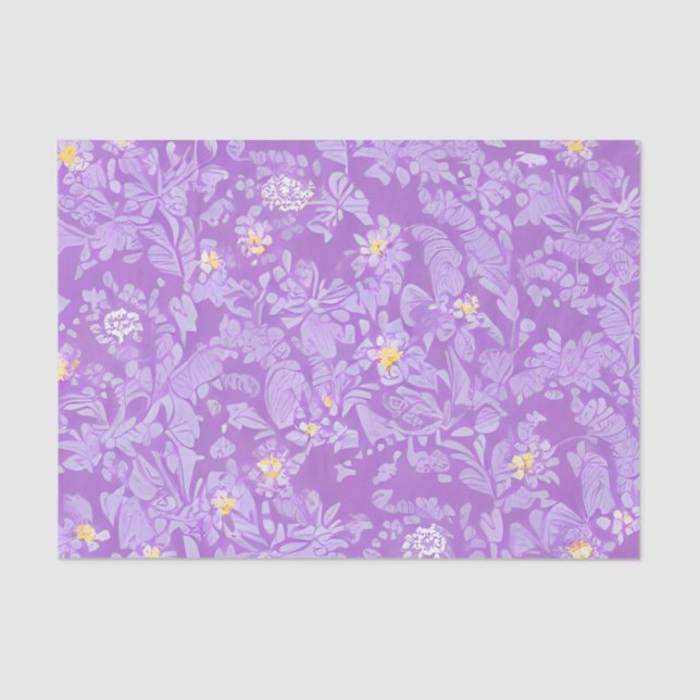 Papel De Seda Hermosas flores moradas y amarillas (Anverso)