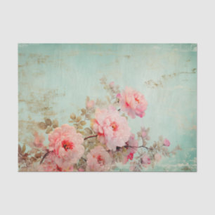 Papel De Seda Hermosas Flores Rosas Deterioradas en el Borde de
