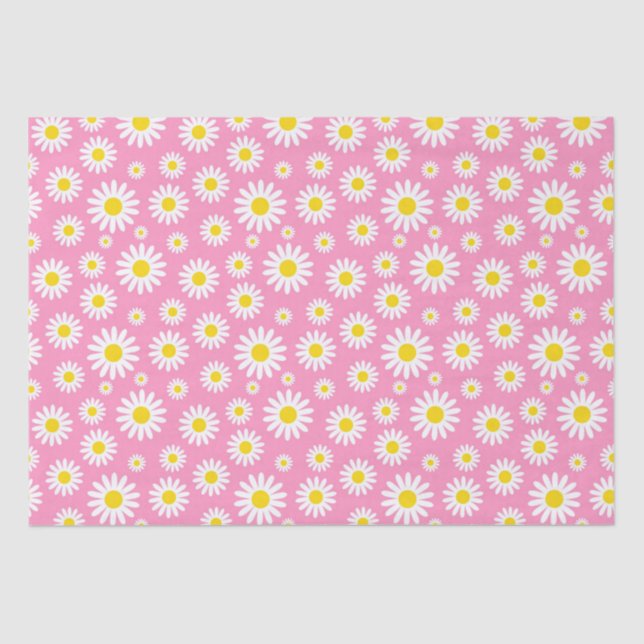 Papel De Seda Hermosas Margaritas Blancas de Primavera sobre Ros (Anverso)