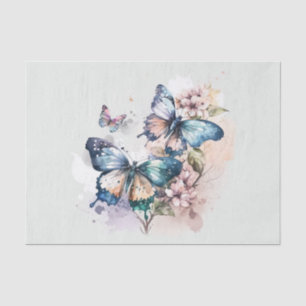 Papel De Seda Hermosas mariposas y flores