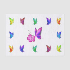 Papel De Seda Hermosas mariposas y flores de hibisco