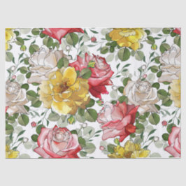 Papel De Seda Hermosas Rosas Rojas Amarillas a la Acuarela