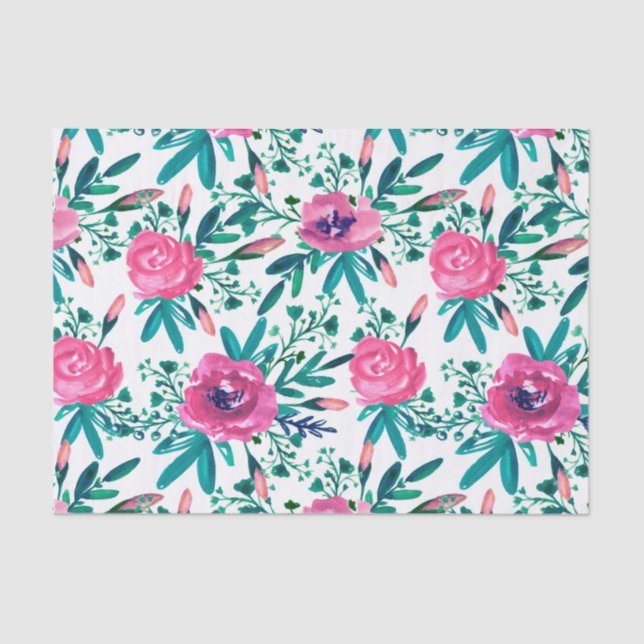 Papel De Seda Hermosas rosas rosas (Anverso)