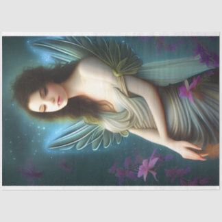 Papel De Seda Hermoso ángel vintage flores descarriadas decoupag