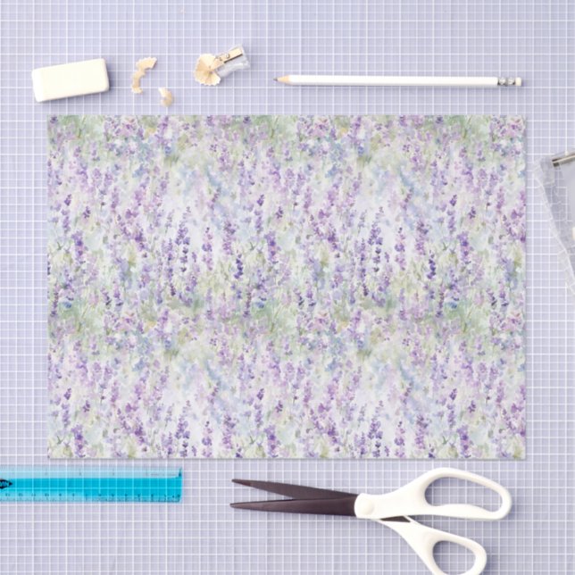 Papel De Seda Hermoso Baño Nupcial de Flores Moradas Románticas (Artesanía)