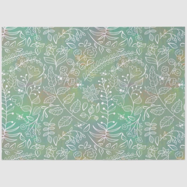 Papel De Seda Hermoso botánico Boho Dreamy Sage Green (Anverso)