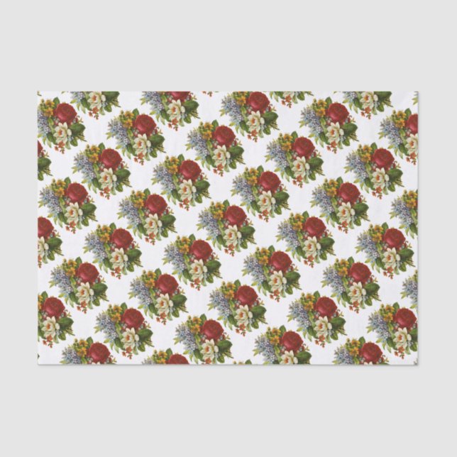 Papel De Seda Hermoso Bouquet Romántico de Verano con Rosa Roja (Anverso)