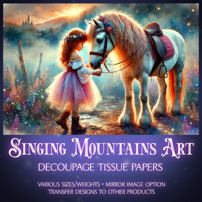 Papel De Seda Hermoso caballo acuarela y desenlace Chica (Subido por el creador)