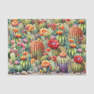 Papel De Seda Hermoso Cacti florido