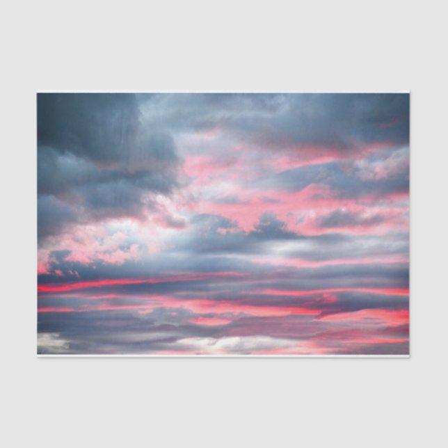 Papel De Seda Hermoso cielo azul blanco rosado (Anverso)