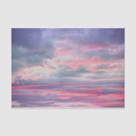 Papel De Seda Hermoso cielo azul blanco rosado pintado de nubes