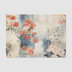 Papel De Seda Hermoso Collage Floral Grungy Aplastado