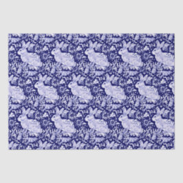 Papel De Seda Hermoso Conejo Azul y Blanco Oscuro Dedham Delft