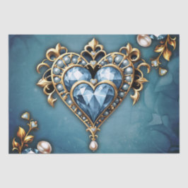 Papel De Seda Hermoso corazón azul noble.