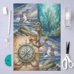 Papel De Seda Hermoso Decoupage Temático Náutico