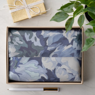 Papel De Seda Hermoso diseño floral en tonos azules