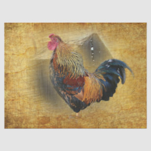 Papel De Seda Hermoso gallo y rústico gallinero