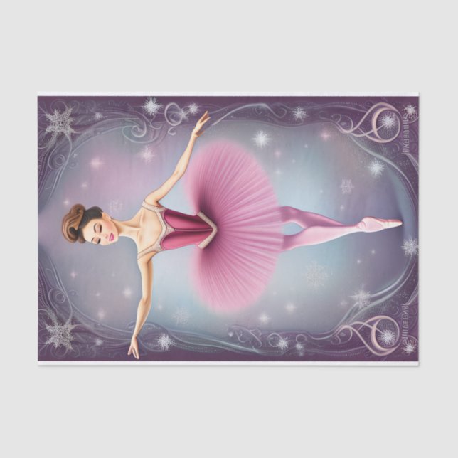 Papel De Seda Hermoso invierno Brunette Ballerina Pink Purple (Anverso)