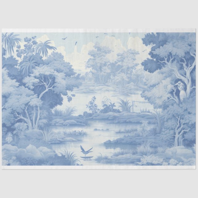 Papel De Seda Hermoso jardín azul de tela (Anverso)