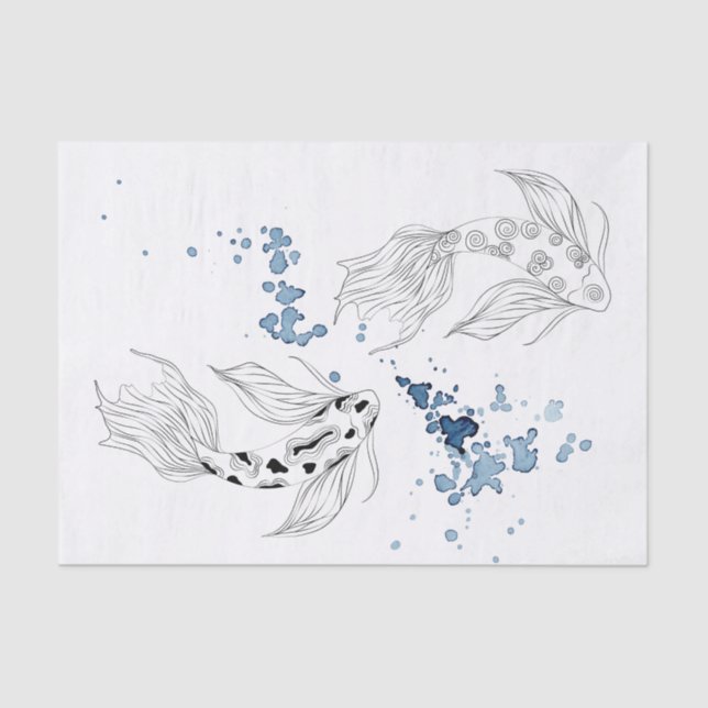 Papel De Seda Hermoso Koi Fish Japonés Nadando (Anverso)
