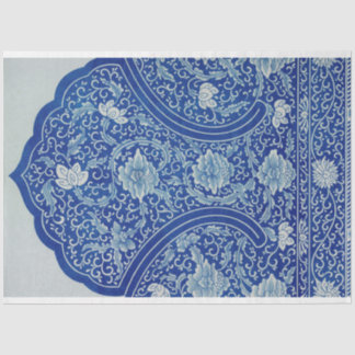 Papel De Seda Hermoso motivo marroquí azul y blanco