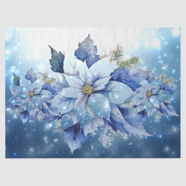 Papel De Seda Hermoso Navidades Azules Decoupage (Anverso)