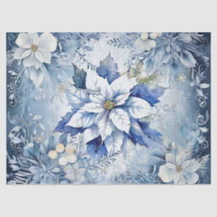 Papel De Seda Hermoso Navidades Azules Decoupage