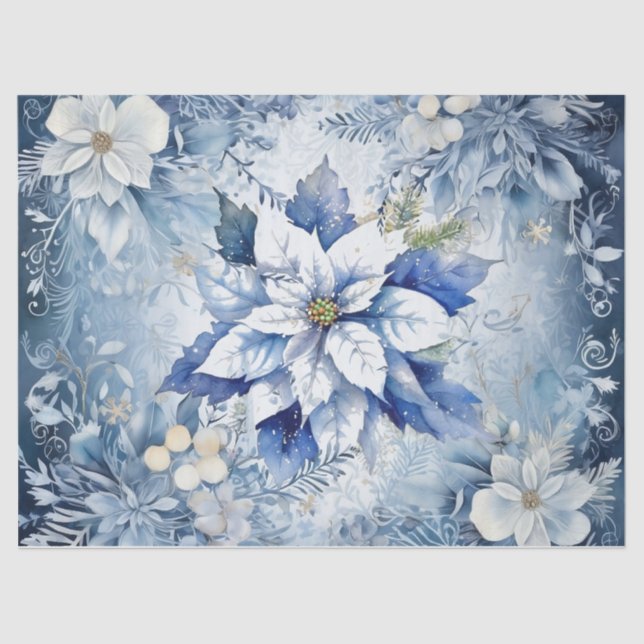 Papel De Seda Hermoso Navidades Azules Decoupage (Anverso)