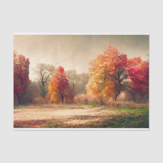 Papel De Seda Hermoso paisaje forestal otoñal (Anverso)