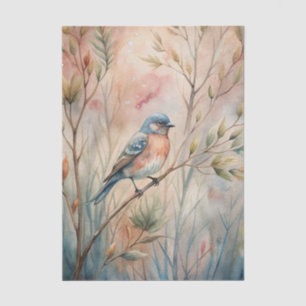 Papel De Seda Hermoso pájaro posado en una rama sobre fondo suav