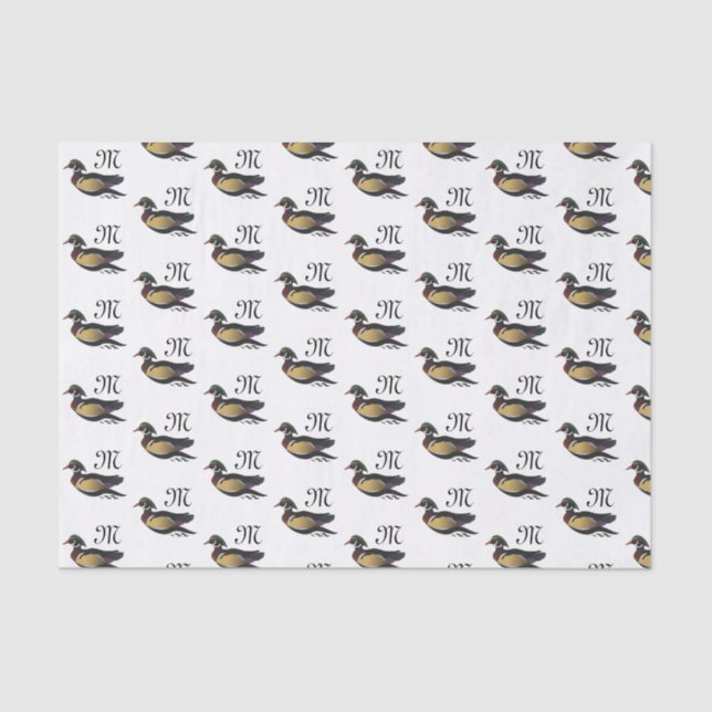 Papel De Seda Hermoso Pato De Madera Nadando (Anverso)