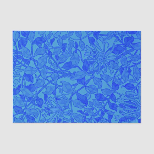 Papel De Seda Hermoso patrón azul índigo de miel (Anverso)
