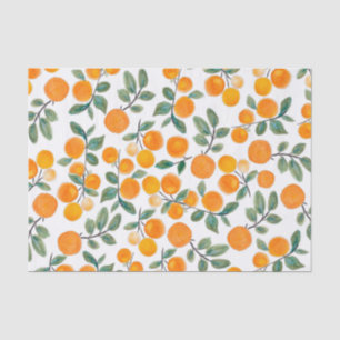 Papel De Seda Hermoso patrón botánico de naranja cítrica en acua