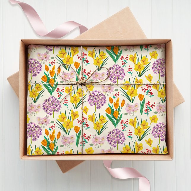 Papel De Seda Hermoso patrón botánico floral de primavera (Subido por el creador)