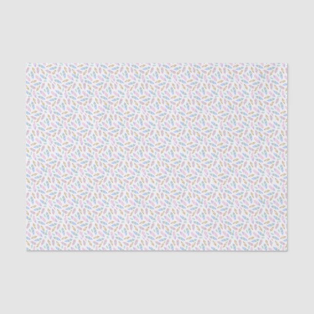 Papel De Seda Hermoso patrón de acuarela de plumas de arcoíris (Anverso)