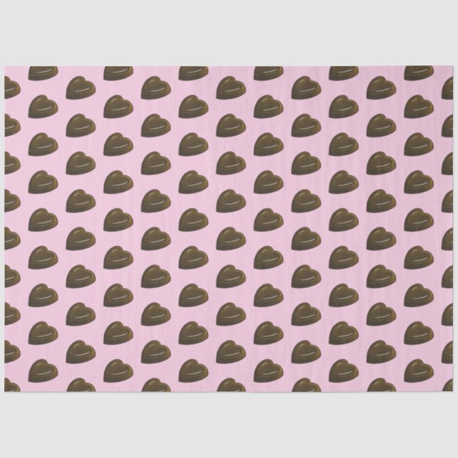 Papel De Seda Hermoso patrón de corazón de chocolate (Anverso)
