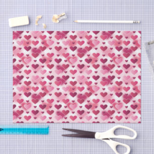 Papel De Seda Hermoso patrón de corazones rosados