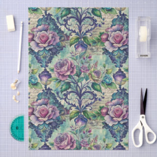 Papel De Seda Hermoso patrón de damasco floral grande y continuo
