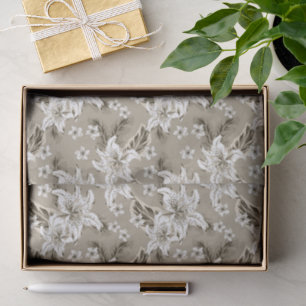 Papel De Seda Hermoso patrón de flores beige