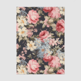 Papel De Seda Hermoso patrón de flores sobre un fondo oscuro