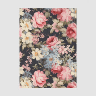 Papel De Seda Hermoso patrón de flores sobre un fondo oscuro