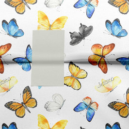 Papel De Seda Hermoso patrón de mariposa con desenlace de nombre