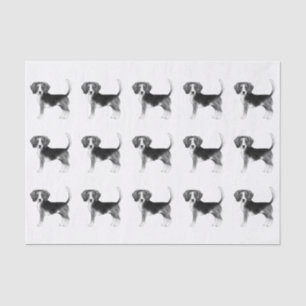 Papel De Seda Hermoso patrón de un perro Beagle en blanco y negr