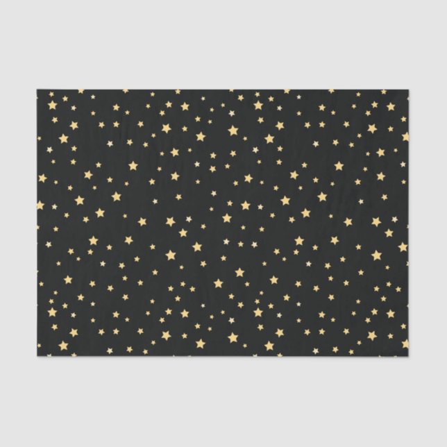 Papel De Seda Hermoso patrón estrella de cielo estrellado negro  (Anverso)