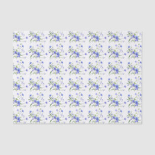 Papel De Seda Hermoso patrón floral azul