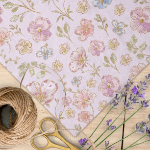 Papel De Seda Hermoso patrón floral de flores vintage