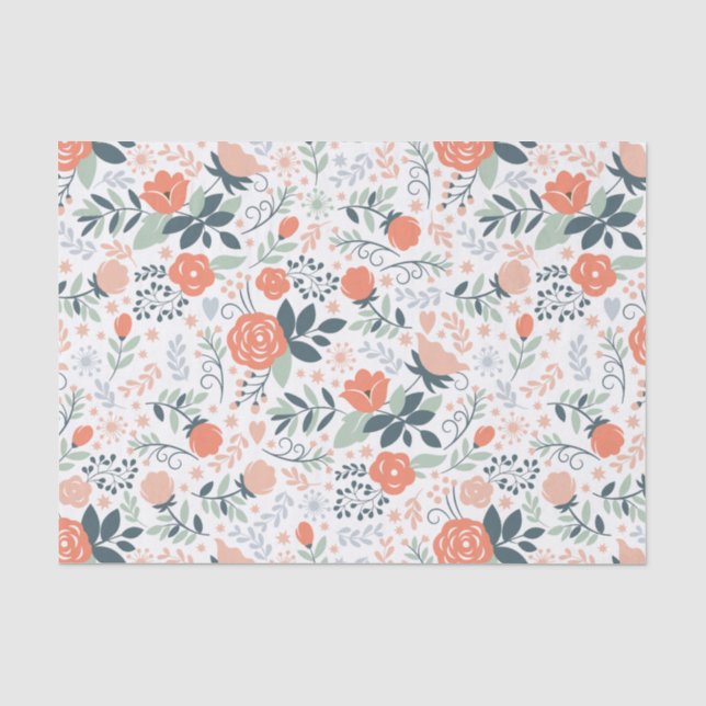 Papel De Seda Hermoso patrón floral giratorio (Anverso)